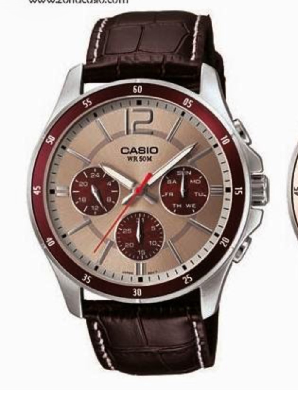 CASIO MTP-1374 Men's Quartz Analog 42mm Brn Leath Multi-Dial NWB Mint worn 2-3x